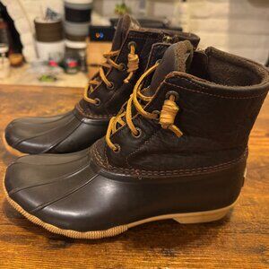 Sperry Saltwater Duck Boot Outdoor Leather Rubber Ankle Boot Brown Women's 6.5